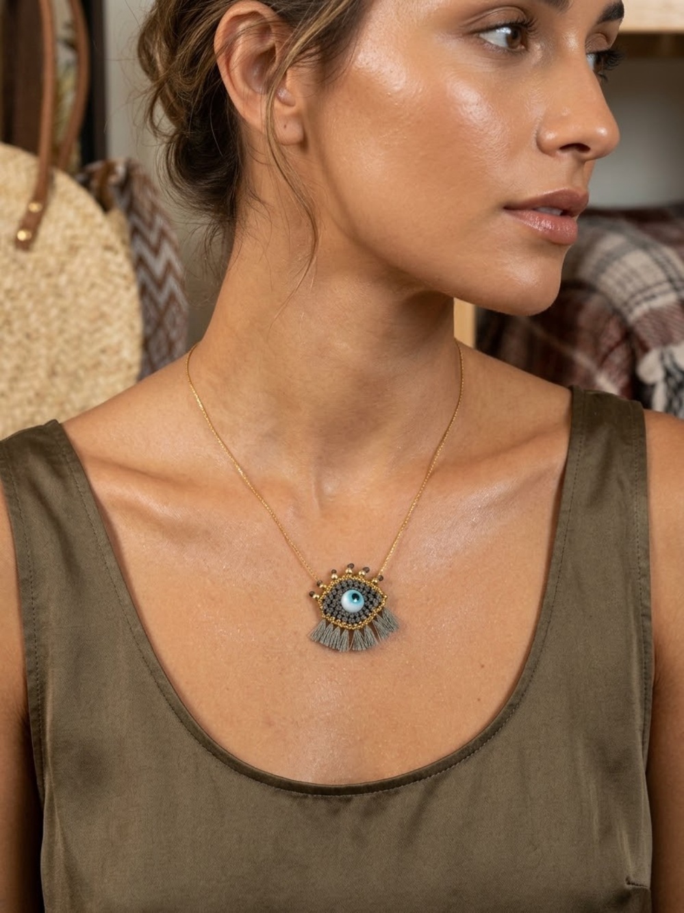 New Boutique Handmade Evil Eye Threads Necklace Adjustable